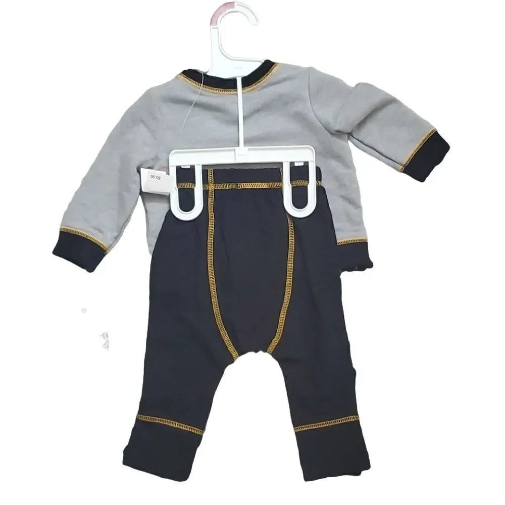 Cat & Jack Baby Size 3/6 Months Gray Orange Bat Halloween Outfit